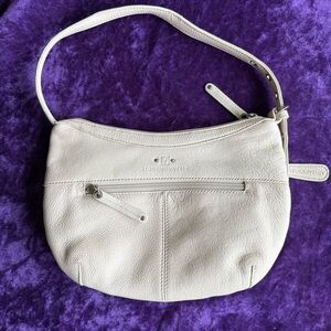 Vintage Minimalist Y2K Stone Mountain Ivory Leather Shoulder Hobo Bag Purse